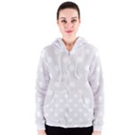 Polka Dots - White on Pale Gray Women s Zipper Hoodie