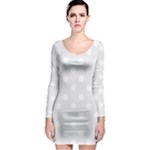 Polka Dots - White on Pale Gray Long Sleeve Bodycon Dress