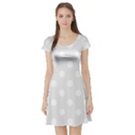 Polka Dots - White on Pale Gray Short Sleeve Skater Dress