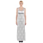 Polka Dots - White on Pale Gray Maxi Thigh Split Dress