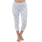 Polka Dots - White on Pale Gray Capri Winter Leggings