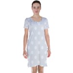 Polka Dots - White on Pale Gray Short Sleeve Nightdress
