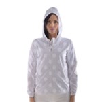 Polka Dots - White on Pale Gray Hooded Wind Breaker (Women)