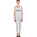 Polka Dots - White on Pale Gray OnePiece Catsuit