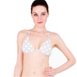 Polka Dots - White on Pale Gray Bikini Top