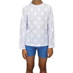 Polka Dots - White on Pale Gray Kid s Long Sleeve Swimwear
