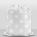 Polka Dots - White on Pale Gray Drawstring Bag (Small)