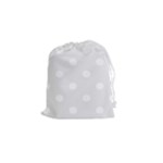 Polka Dots - White on Pale Gray Drawstring Pouch (S)