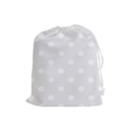 Polka Dots - White on Pale Gray Drawstring Pouch (L)