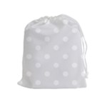 Polka Dots - White on Pale Gray Drawstring Pouch (XL)
