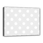 Polka Dots - White on Pale Gray Canvas 16  x 12  (Stretched)