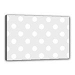 Polka Dots - White on Pale Gray Canvas 18  x 12  (Stretched)