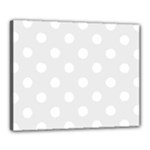Polka Dots - White on Pale Gray Canvas 20  x 16  (Stretched)