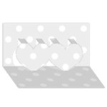 Polka Dots - White on Pale Gray Twin Hearts 3D Greeting Card (8x4)