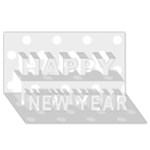 Polka Dots - White on Pale Gray Happy New Year 3D Greeting Card (8x4)