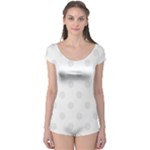 Polka Dots - Pale Gray on White Boyleg Leotard (Ladies)