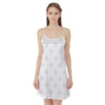 Polka Dots - Pale Gray on White Satin Night Slip