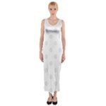 Polka Dots - Pale Gray on White Fitted Maxi Dress