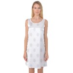 Polka Dots - Pale Gray on White Sleeveless Satin Nightdress