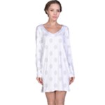 Polka Dots - Pale Gray on White Long Sleeve Nightdress