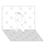 Polka Dots - Pale Gray on White Ribbon 3D Greeting Card (7x5)