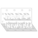 Polka Dots - Pale Gray on White Happy New Year 3D Greeting Card (8x4)