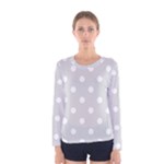 Polka Dots - White on Gainsboro Gray Women s Long Sleeve T-shirt