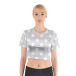 Polka Dots - White on Gainsboro Gray Cotton Crop Top