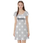 Polka Dots - White on Gainsboro Gray Short Sleeve Skater Dress