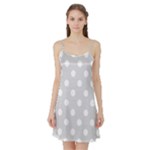 Polka Dots - White on Gainsboro Gray Satin Night Slip