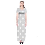 Polka Dots - White on Gainsboro Gray Short Sleeve Maxi Dress