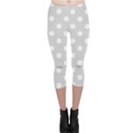 Polka Dots - White on Gainsboro Gray Capri Leggings