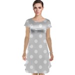Polka Dots - White on Gainsboro Gray Cap Sleeve Nightdress