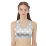 Polka Dots - White on Gainsboro Gray Women s Sports Bra with Border