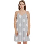 Polka Dots - White on Gainsboro Gray Women s Reversible Sports Bra with Border