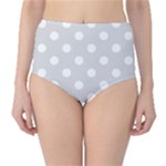Polka Dots - White on Gainsboro Gray High-Waist Bikini Bottoms