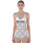 Polka Dots - White on Gainsboro Gray Cut-Out One Piece Swimsuit