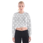 Polka Dots - White on Gainsboro Gray Women s Cropped Sweatshirt