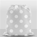 Polka Dots - White on Gainsboro Gray Drawstring Bag (Small)