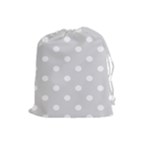 Polka Dots - White on Gainsboro Gray Drawstring Pouch (L)