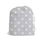 Polka Dots - White on Gainsboro Gray Drawstring Pouch (XL)
