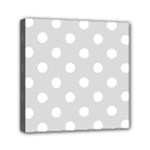 Polka Dots - White on Gainsboro Gray Mini Canvas 6  x 6  (Stretched)