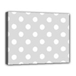 Polka Dots - White on Gainsboro Gray Canvas 14  x 11  (Stretched)