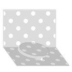 Polka Dots - White on Gainsboro Gray Circle Bottom 3D Greeting Card (7x5)