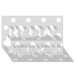 Polka Dots - White on Gainsboro Gray Happy New Year 3D Greeting Card (8x4)
