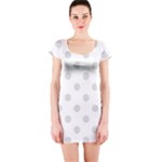 Polka Dots - Gainsboro Gray on White Short Sleeve Bodycon Dress