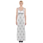 Polka Dots - Gainsboro Gray on White Maxi Thigh Split Dress