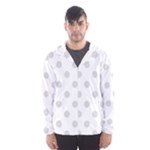 Polka Dots - Gainsboro Gray on White Hooded Wind Breaker (Men)