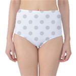 Polka Dots - Gainsboro Gray on White High-Waist Bikini Bottoms