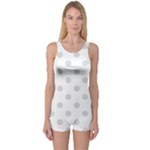 Polka Dots - Gainsboro Gray on White One Piece Boyleg Swimsuit